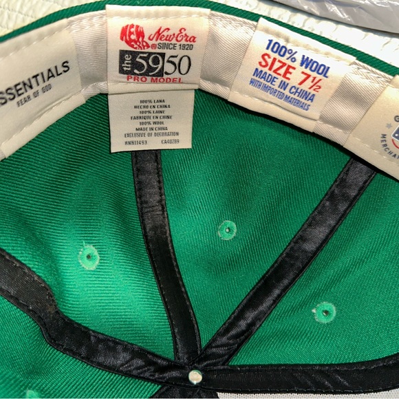 Fear of God Essentials Hat 59FIFTY Fitted New Era Cap Kelly Green Many sizes New - Picture 3 of 9
